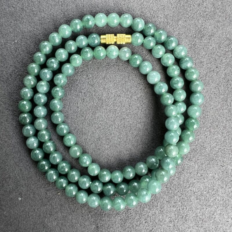 [5mm] Icy Blue Jade Necklace Beads, NBB-3303 | Certified Grade A Jade
