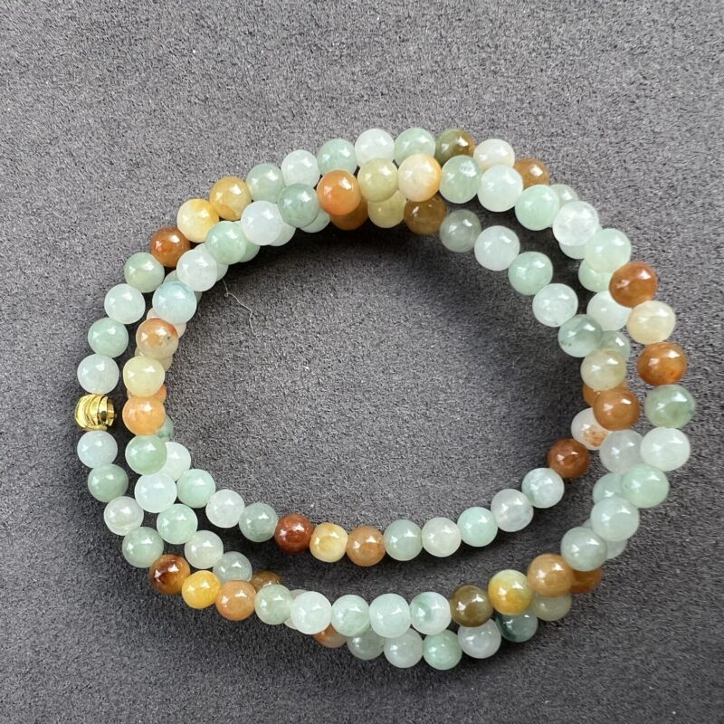 [5mm] Icy Multi-color Jade Necklace Beads, NBM-3352 | Certified Grade A Jade