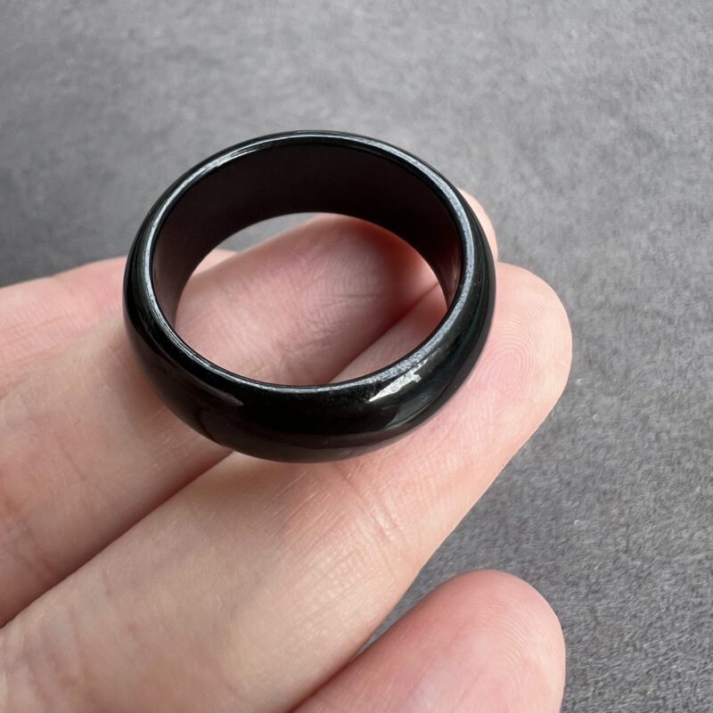 [HK21] , HK22, HK23 Glutinous Icy Wu Ji / Black Jade Ring Full Jadeite Ring, RCW-4118 | Certified Grade A Jade
