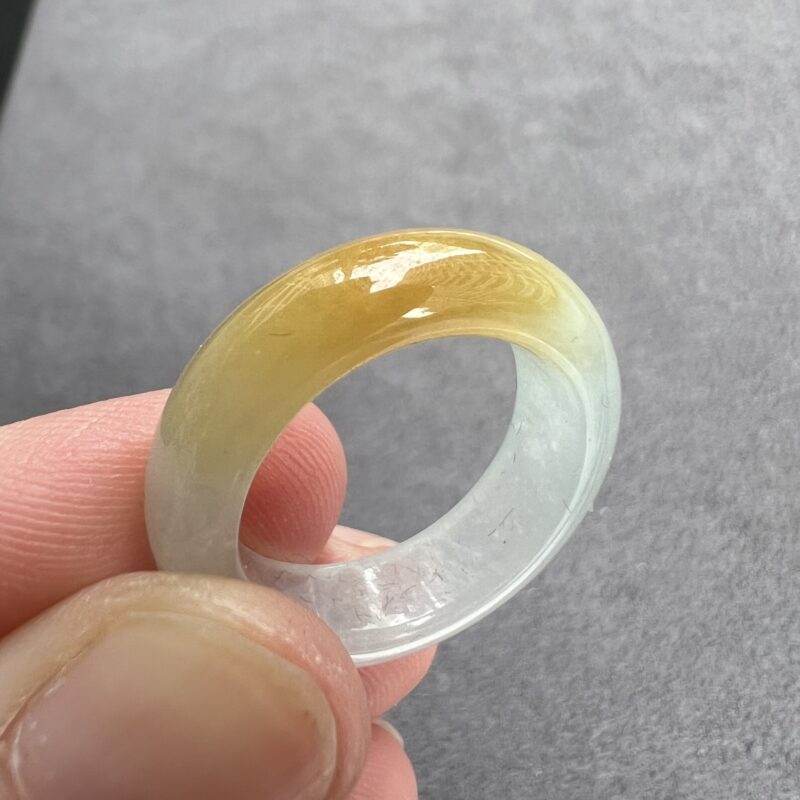 [HK12] Icy Yellow Jade Ring Full Jadeite Ring, RCY-4194 | Certified Grade A Jade