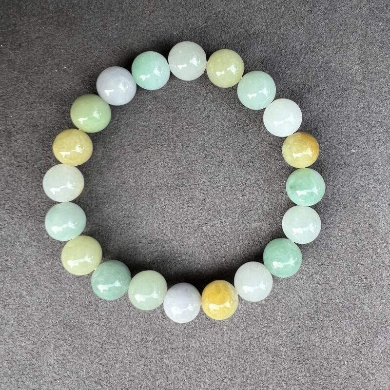 [9mm] Icy Multi-color Jade Bracelet Beads, BBM-4552 | Certified Grade A Jade