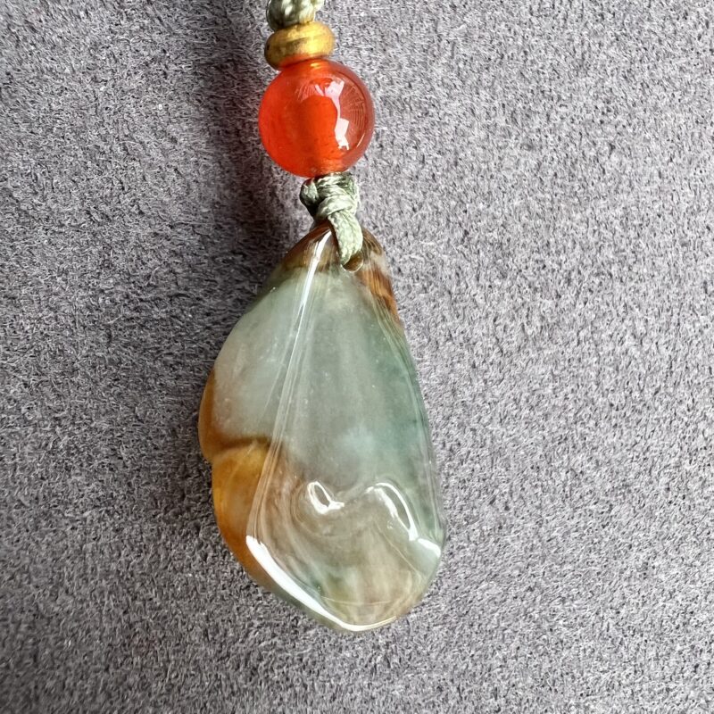 Icy Orange Jade Pendant Irregular, PIO-4325 | Certified Grade A Jade