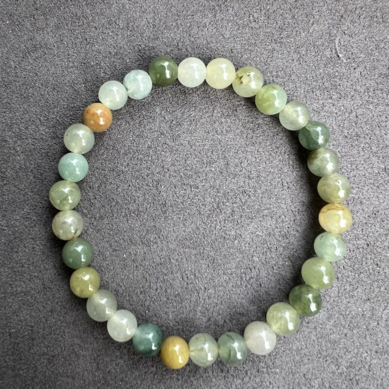 [6mm] Glutinous Icy Multi-color Jade Bracelet Beads, BBM-4613 | Certified Grade A Jade