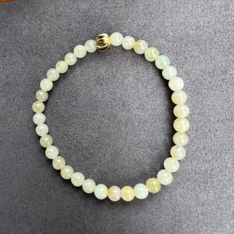 [5mm] Icy Yellow Jade Bracelet Beads, BBY-4621 | Certified Grade A Jade
