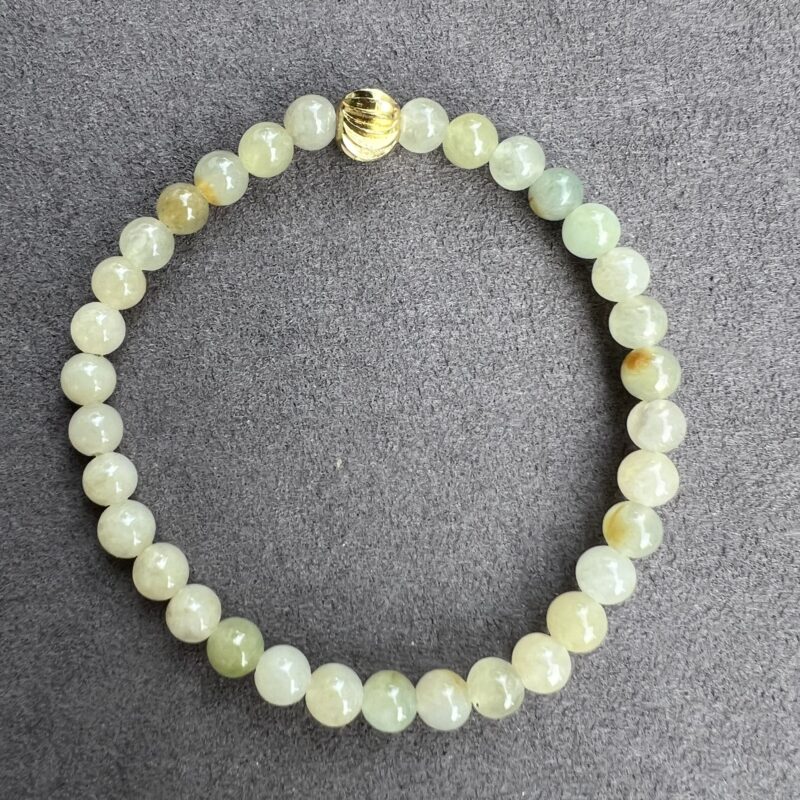 [5mm] Icy Yellow Jade Bracelet Beads, BBY-4629 | Certified Grade A Jade