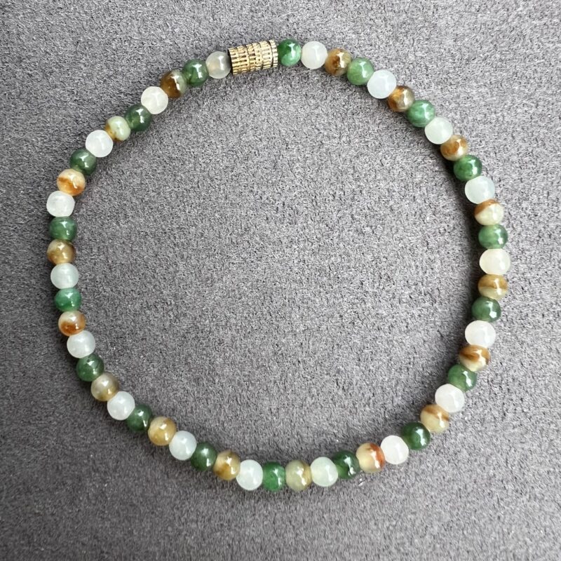 [3mm] Icy Multi-color Jade Bracelet Beads, BBM-4645 | Certified Grade A Jade