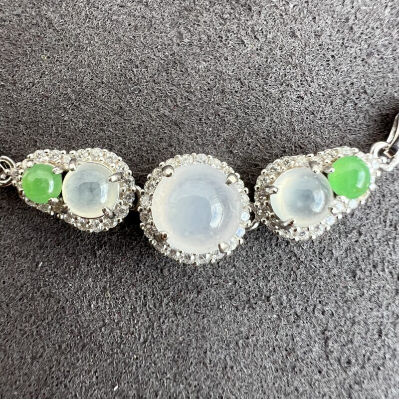 [6.5x6.5x3.7mm] Glassy Multi-color Jade Bracelet In setting, BBM-4979 | Certified Grade A Jade