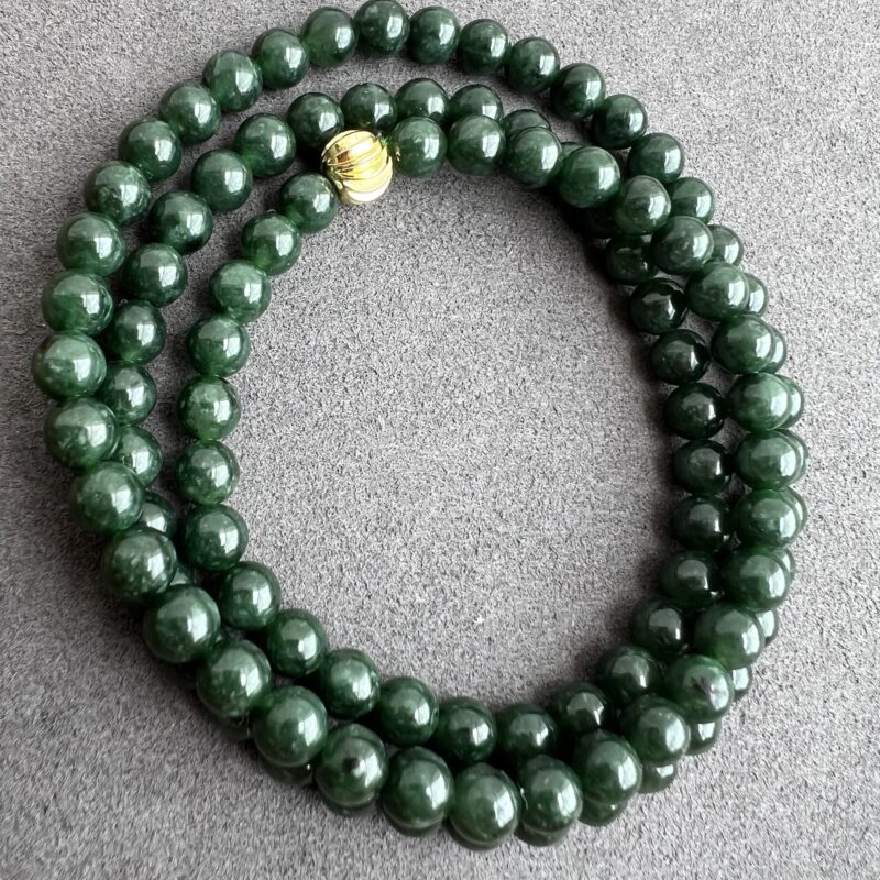 [6mm] Icy Green Jade Necklace Beads, NBG-5087 | Certified Grade A Jade