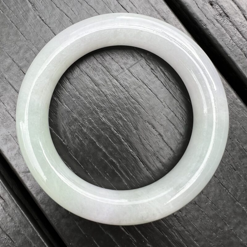 [52mm] Icy Icy White Jade Classic Bangle Round (Yuan Tiao), CYI-5158 | Certified Grade A Jade