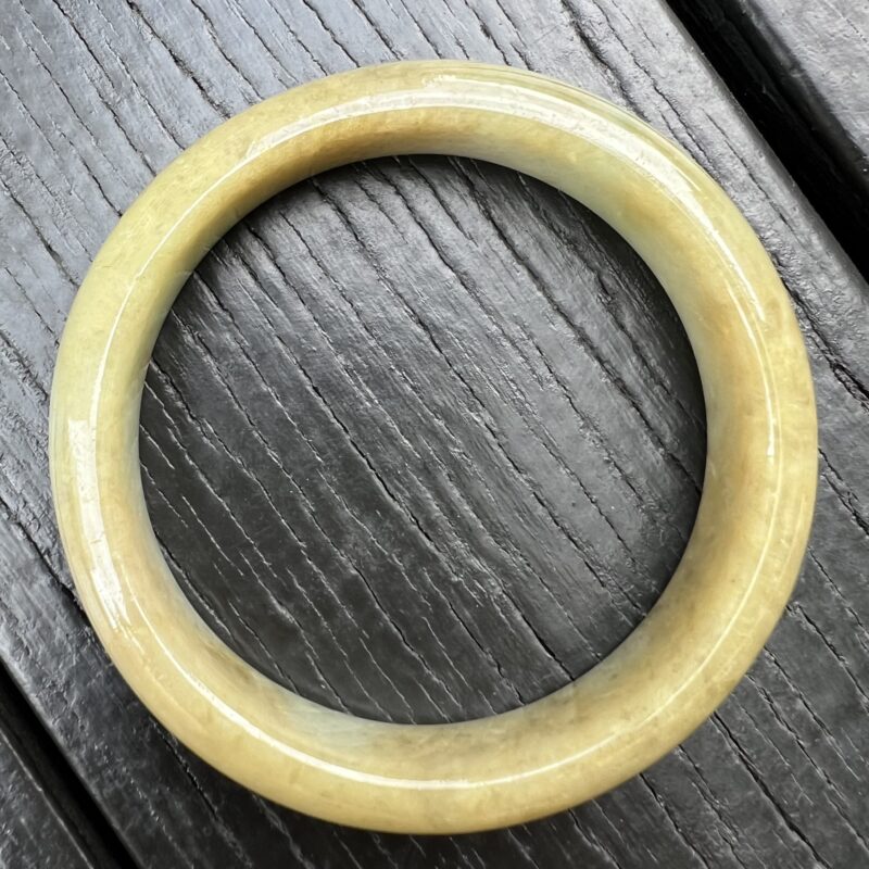 [52mm] Icy Yellow Jade Classic Bangle Round (Zheng Quan), CZY-5203 | Certified Grade A Jade