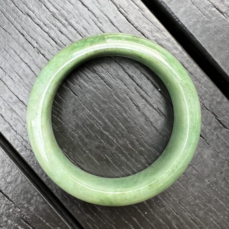 [53mm] Icy Green Jade Classic Bangle Round (Zheng Quan), CZG-5254 | Certified Grade A Jade
