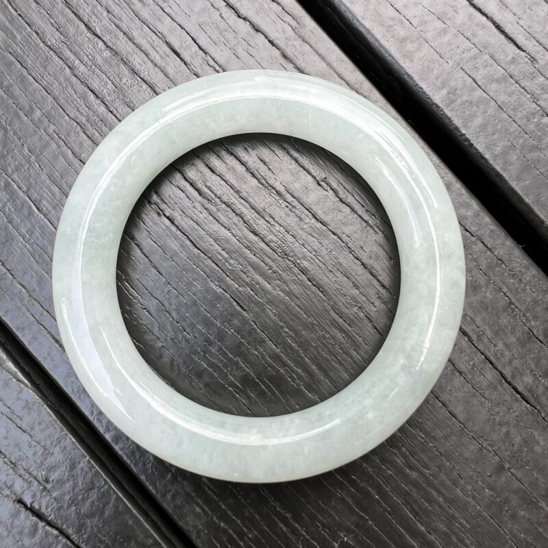 [55mm] Icy Icy White Jade Classic Bangle Round (Yuan Tiao), CYI-5305 | Certified Grade A Jade