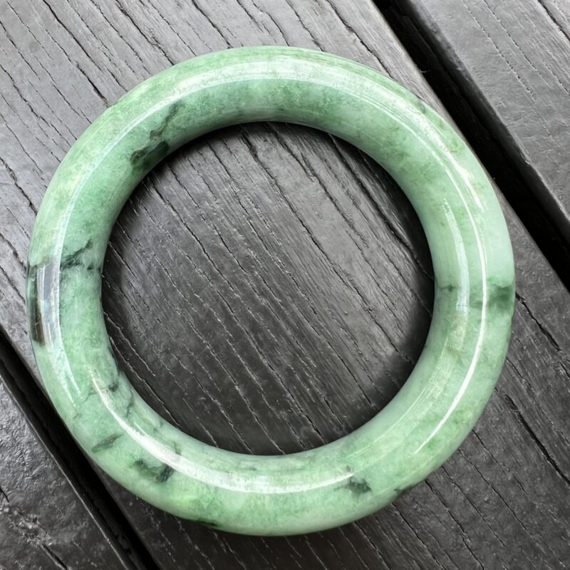 [56mm] Icy Green Jade Classic Bangle Round (Zheng Quan), CZG-5342 | Certified Grade A Jade
