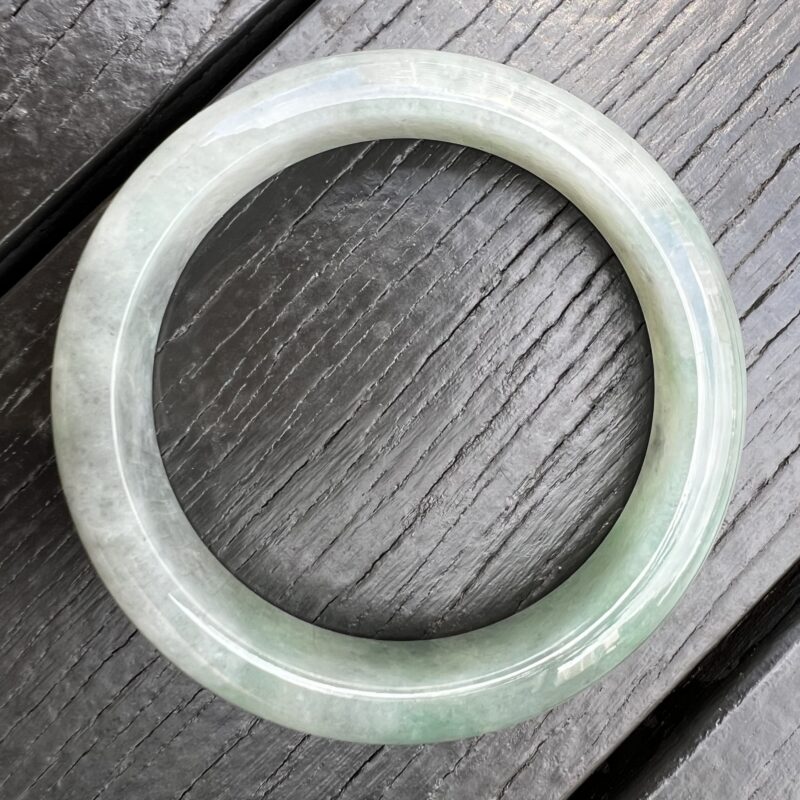[58mm] Icy Blue Jade Classic Bangle Round (Zheng Quan), CZB-5413 | Certified Grade A Jade