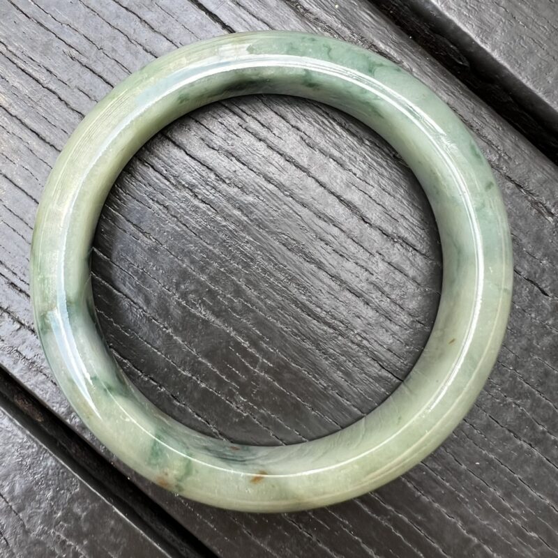 [58mm] Icy Blue Jade Classic Bangle Round (Zheng Quan), CZB-5426 | Certified Grade A Jade