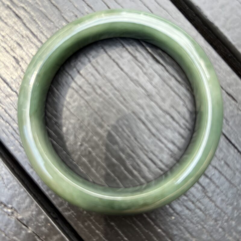 [58mm] Icy Green Jade Classic Bangle Round (Zheng Quan), CZG-5533 | Certified Grade A Jade