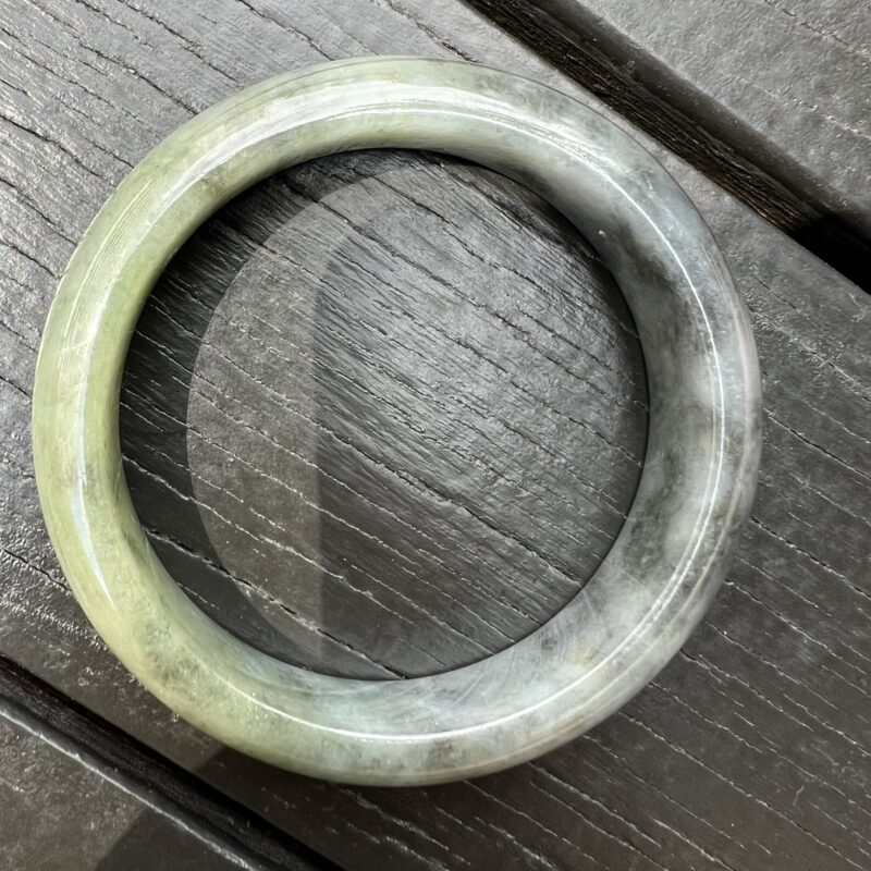 [58mm] Icy Green Jade Classic Bangle Round (Zheng Quan), CZG-5546 | Certified Grade A Jade