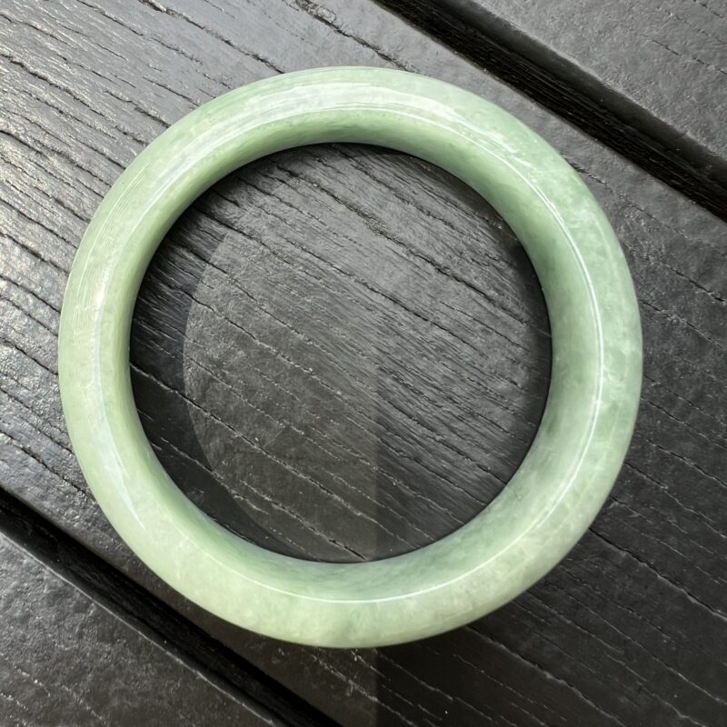 [58mm] Icy Green Jade Classic Bangle Round (Zheng Quan), CZG-5559 | Certified Grade A Jade