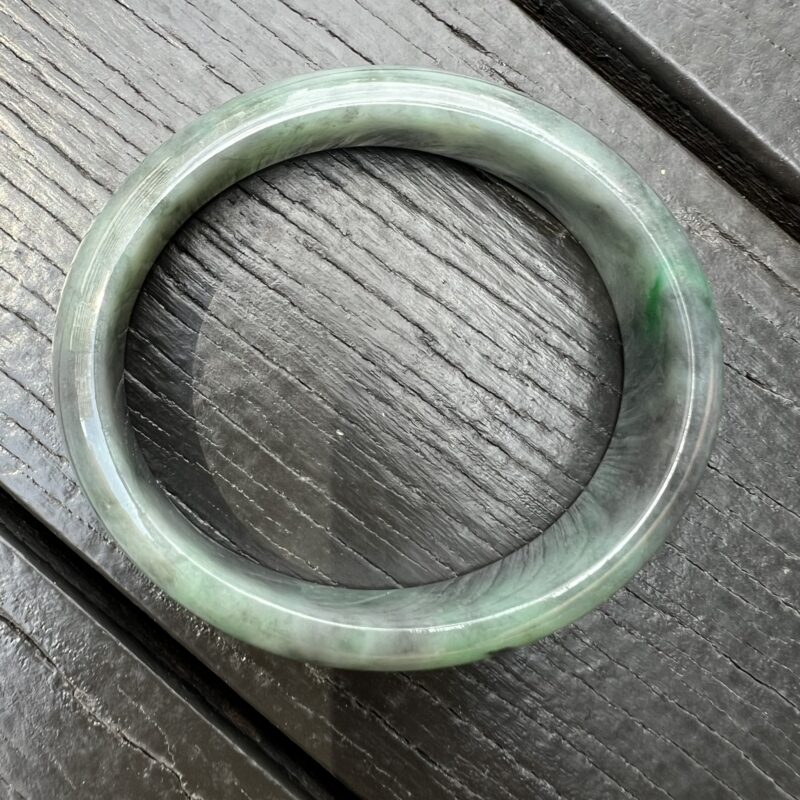 [60mm] Icy Green Jade Classic Bangle Oval (Gui Fei), CGG-5573 | Certified Grade A Jade