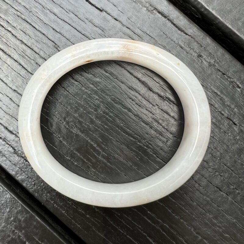 [52mm] Icy Icy White Jade Classic Bangle Oval (Gui Fei), CGI-5614 | Certified Grade A Jade