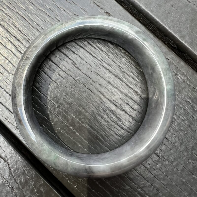 [58mm] Icy Wu Ji / Black Jade Classic Bangle Round (Zheng Quan), Wu Ji, CZW-5626 | Certified Grade A Jade