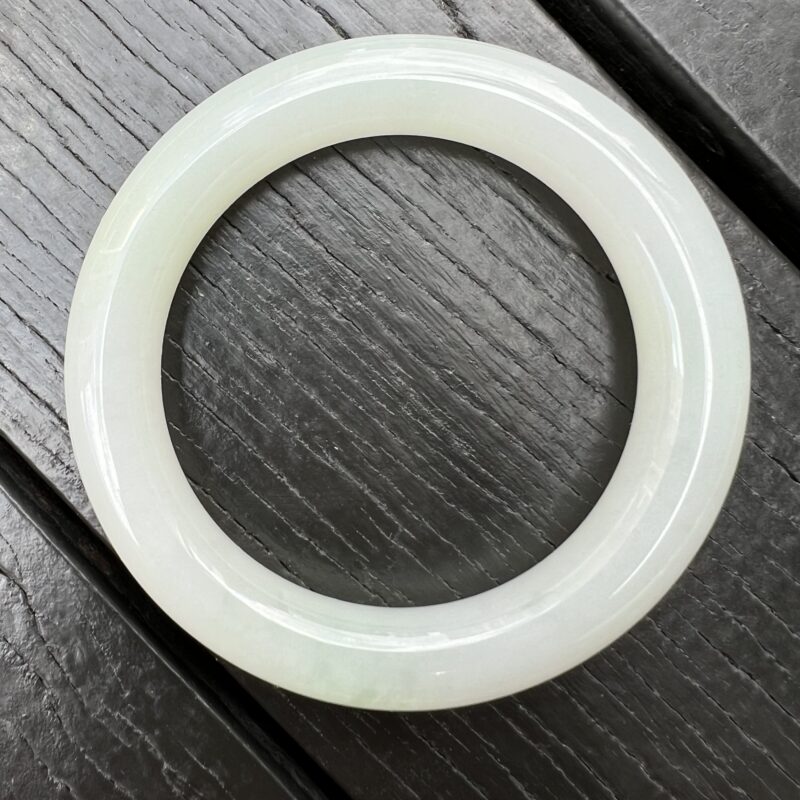[58mm] Icy Icy White Jade Classic Bangle Round (Yuan Tiao), CYI-5675 | Certified Grade A Jade