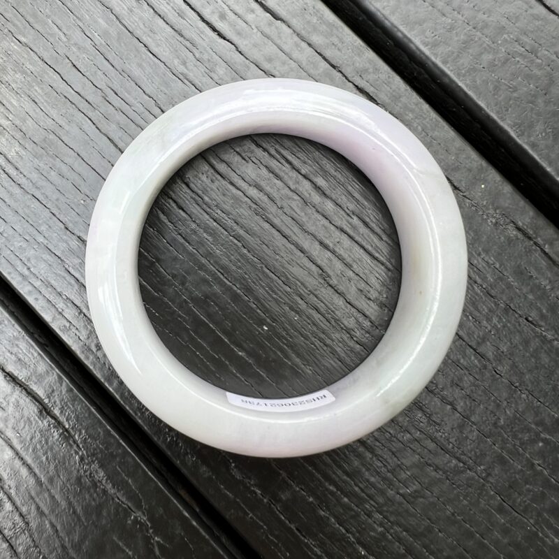 [53mm] Icy Icy White Jade Classic Bangle Round (Zheng Quan), CZI-5690 | Certified Grade A Jade