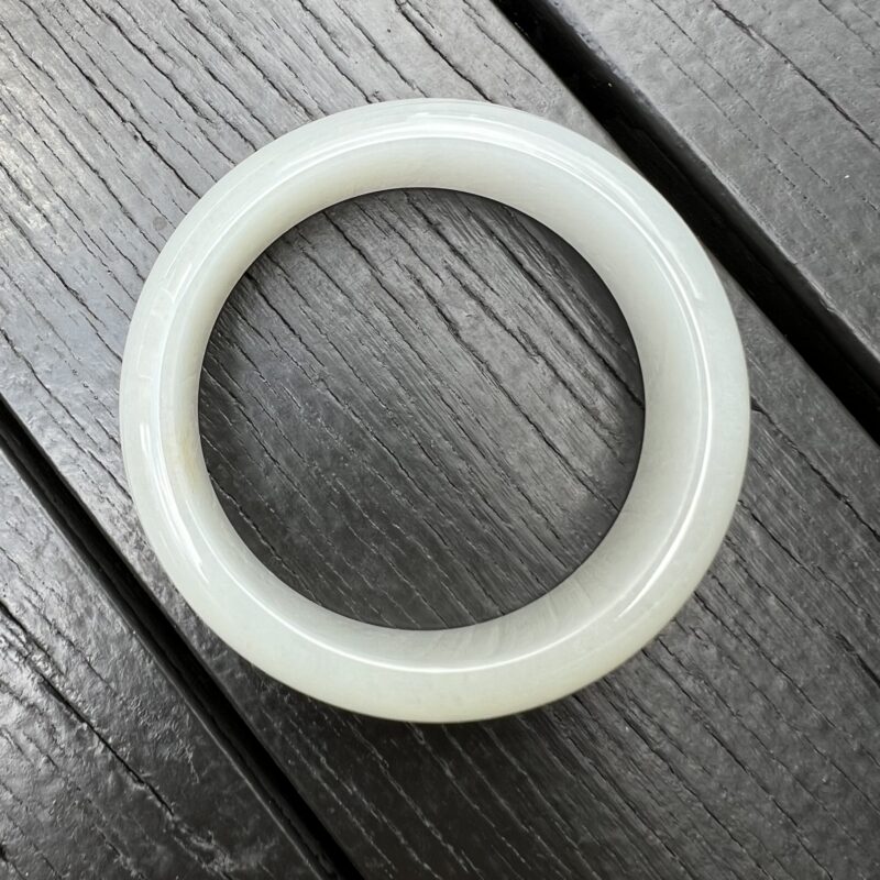 [59mm] Icy Icy White Jade Classic Bangle Round (Zheng Quan), CZI-5703 | Certified Grade A Jade