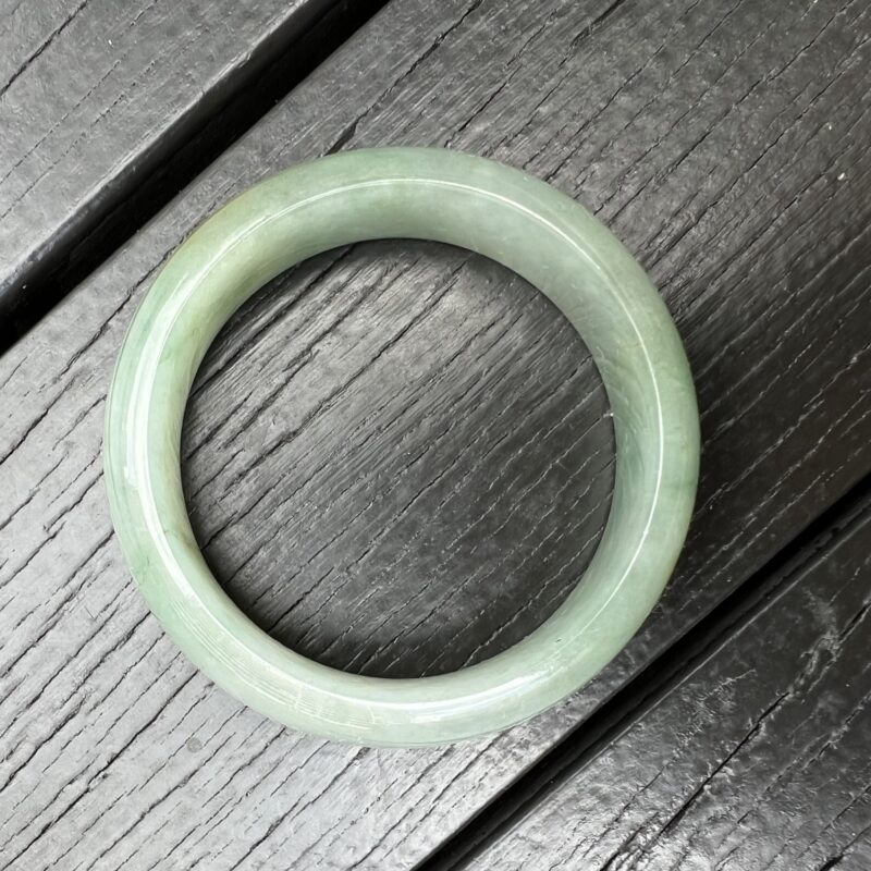 [56mm] Icy Blue Jade Classic Bangle Round (Zheng Quan), CZB-5729 | Certified Grade A Jade