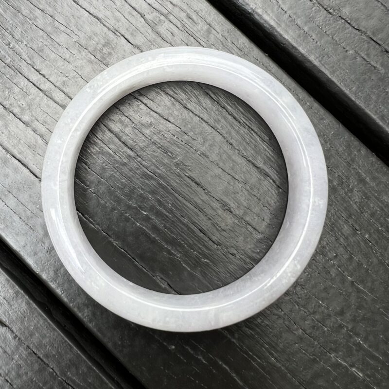 [56mm] Icy Icy White Jade Classic Bangle Round (Zheng Quan), CZI-5776 | Certified Grade A Jade