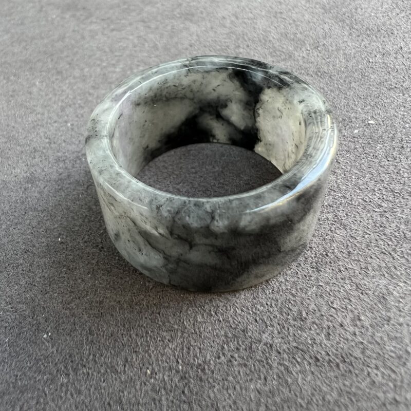 [HK30] + Glutinous Icy Wu Ji / Black Jade Ring Full Jadeite Ring, Thumb Ring, Wu Ji, RRW-6085 | Certified Grade A Jade