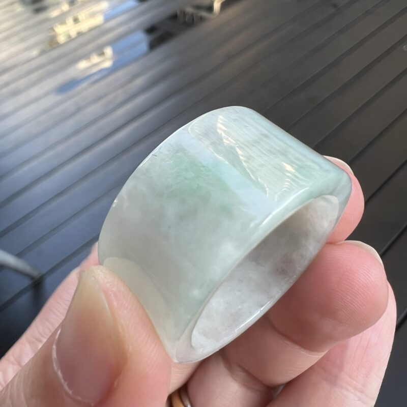 [HK30] + Glutinous Icy Icy White Jade Ring Full Jadeite Ring, Thumb Ring, RRI-6095 | Certified Grade A Jade