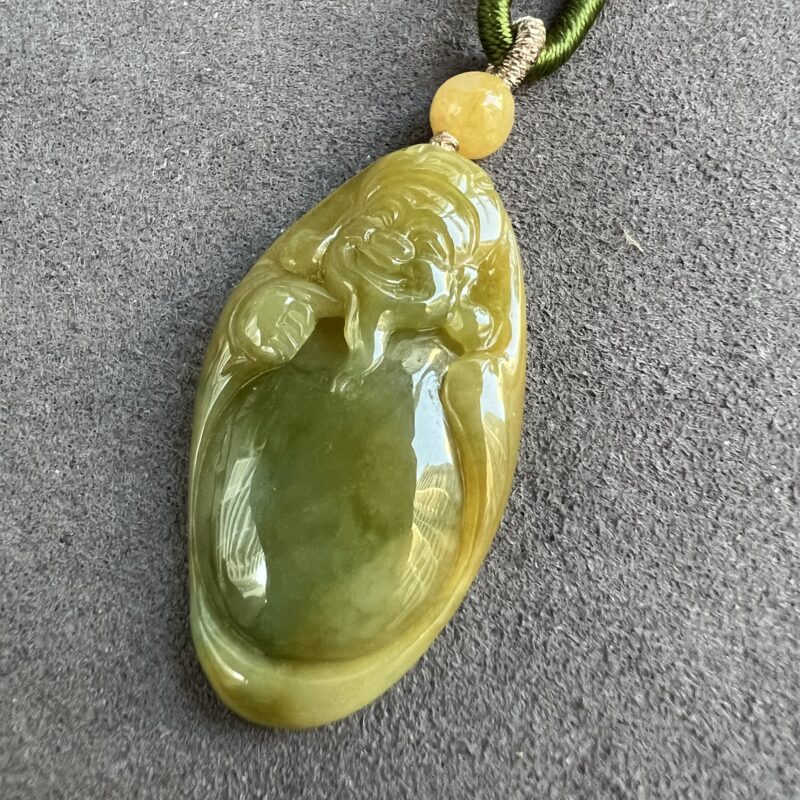 Icy Yellow Jade Pendant God of Wealth (Cai Shen Ye), PCY-6041 | Certified Grade A Jade