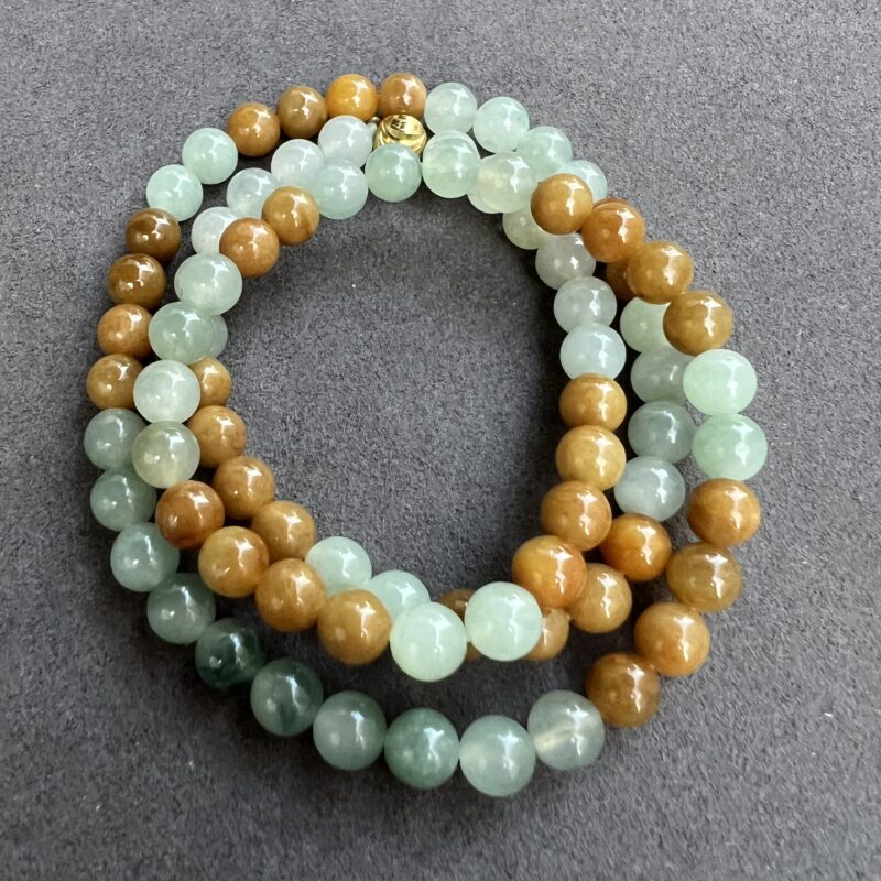 [7mm] Icy Yellow Jade Necklace Beads, NBY-5910 | Certified Grade A Jade