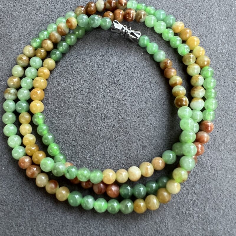 [4mm] Icy Multi-color Jade Necklace Beads, NBM-5874 | Certified Grade A Jade