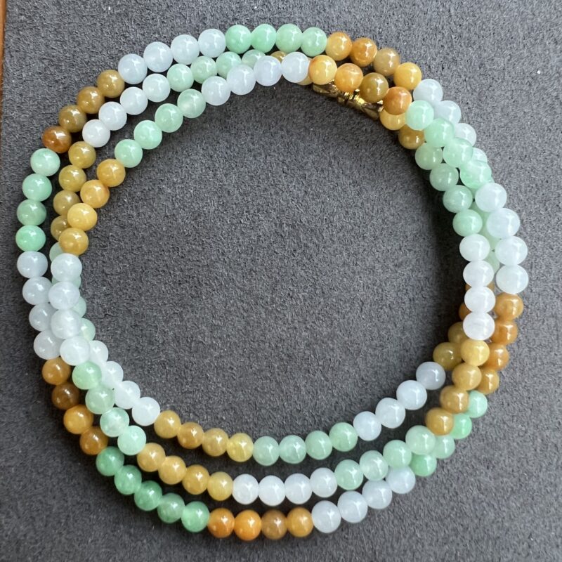 [4mm] Icy Multi-color Jade Necklace Beads, NBM-5861 | Certified Grade A Jade