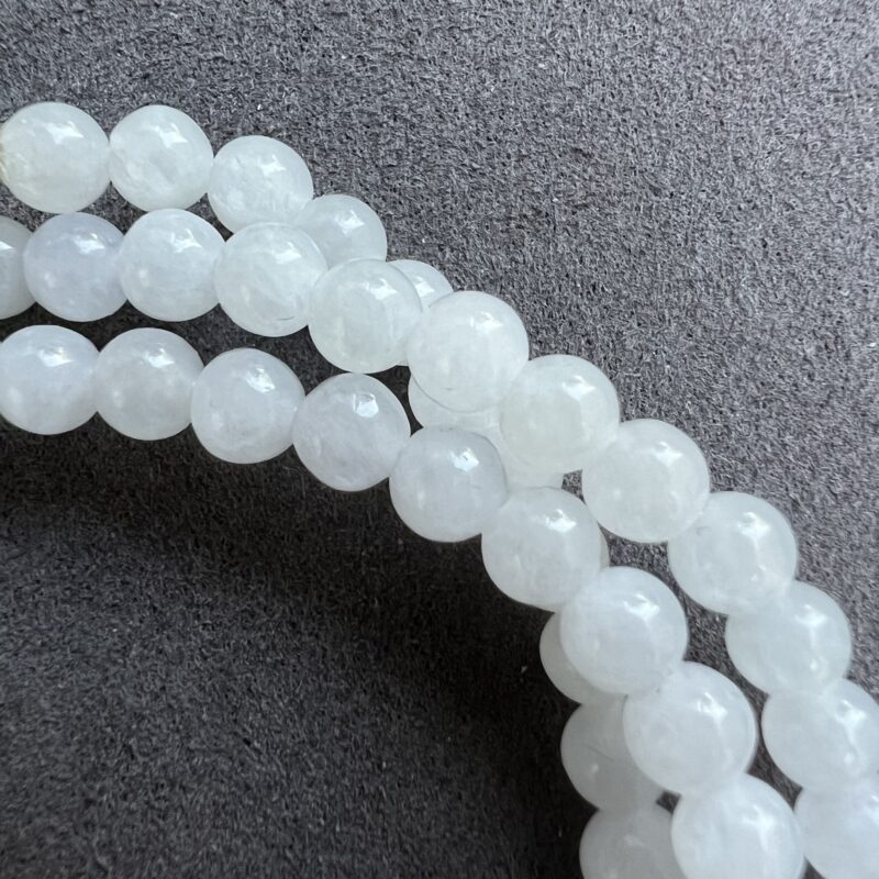 [5mm] Glutinous Icy Icy White Jade Necklace Beads, NBI-5846 | Certified Grade A Jade