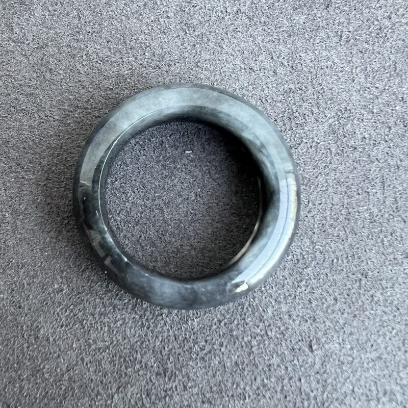 [HK23] Glutinous Icy Wu Ji / Black Jade Ring Full Jadeite Ring, Wu Ji, RRW-6474 | Certified Grade A Jade