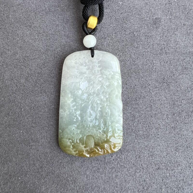Icy Yellow Jade Pendant Plate (Wu Shi Pai), PWY-7417 | Certified Grade A Jade