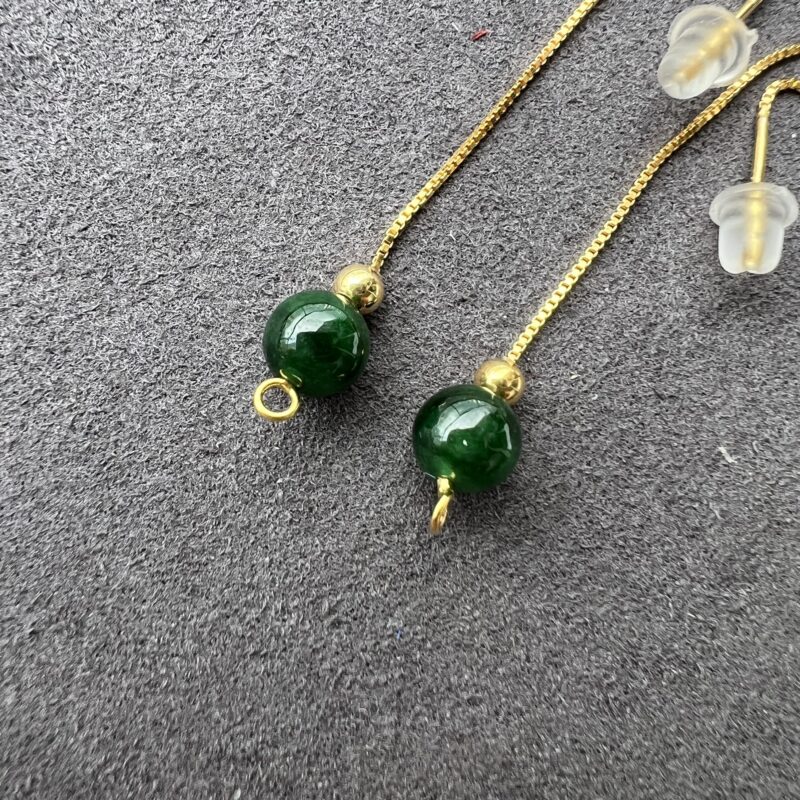 [7xxmm] Icy Green Jade Earring In setting, EBG-7480 | Certified Grade A Jade