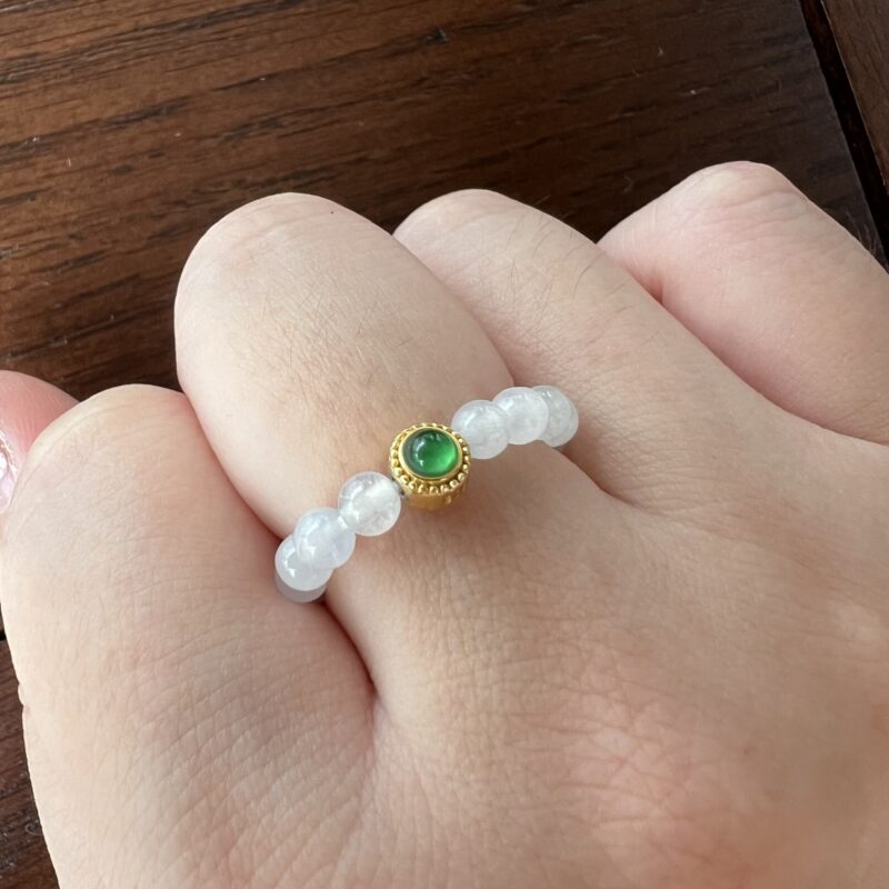 Adjustable Glutinous Icy Icy White Jade Ring Full Jadeite Ring, RRI-7526 | Certified Grade A Jade