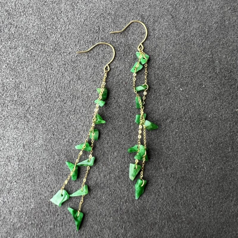 [3x4x2mm] Icy Green Jade Earring 18K Gold, EIG-7528 | Certified Grade A Jade