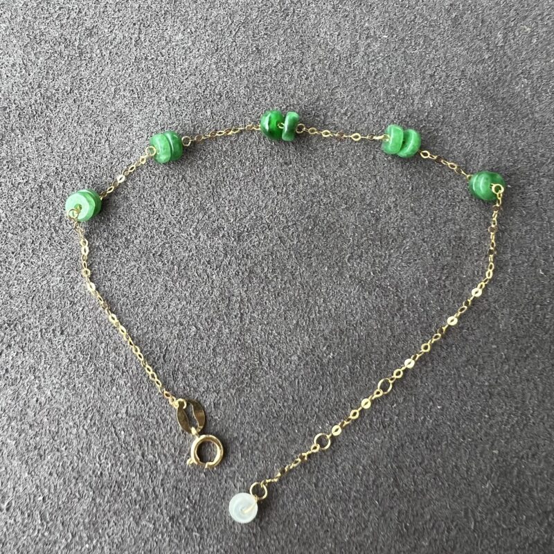 [4mm] Icy Green Jade Bracelet 18K Gold, In setting, BRG-7529 | Certified Grade A Jade