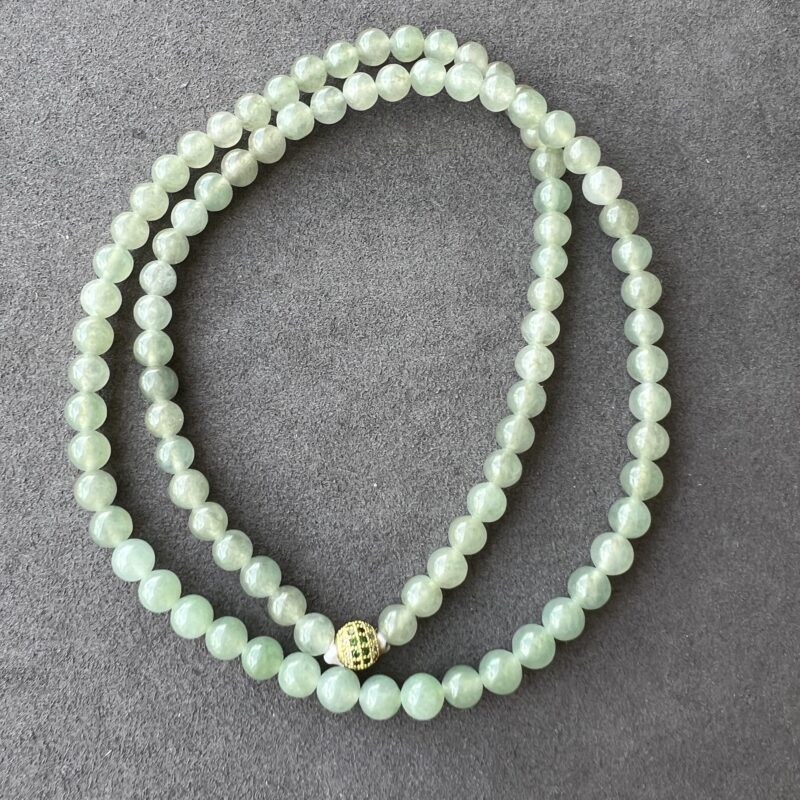 [7mm] Icy Blue Jade Necklace Beads, NBB-7531 | Certified Grade A Jade