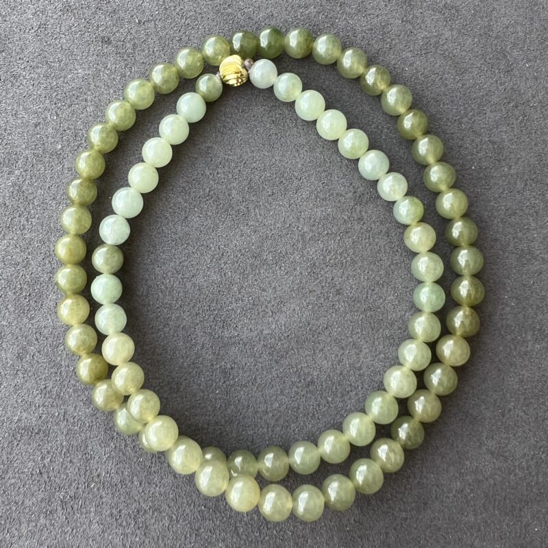[7mm] Icy Green Jade Necklace Beads, NBG-7533 | Certified Grade A Jade