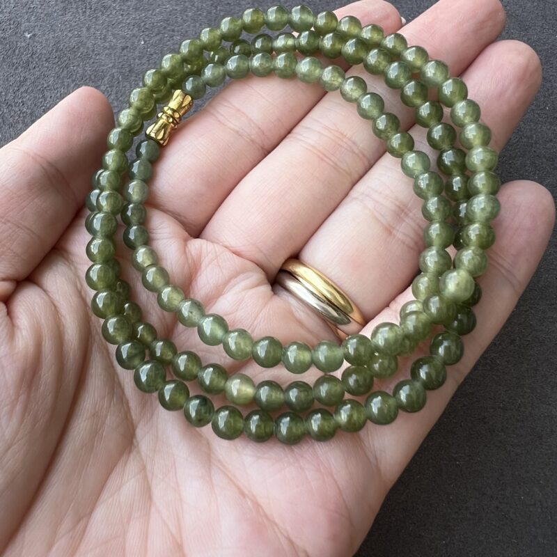 [5mm] Icy Green Jade Necklace Beads, NBG-7535 | Certified Grade A Jade