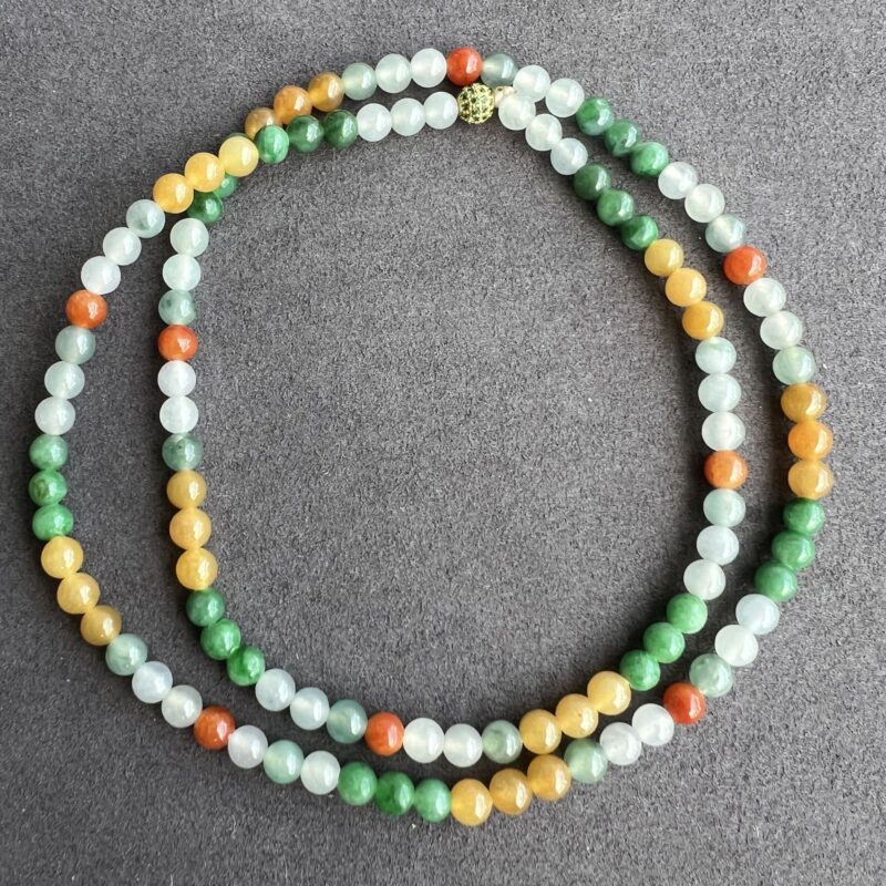 [5mm] Icy Multi-color Jade Necklace Beads, NBM-7539 | Certified Grade A Jade