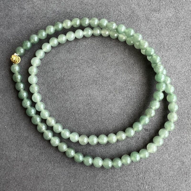 [7mm] Icy Blue Jade Necklace Beads, NBB-7558 | Certified Grade A Jade