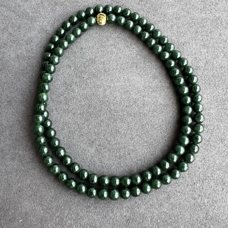 [6mm] Icy Green Jade Necklace Beads, NBG-7559 | Certified Grade A Jade