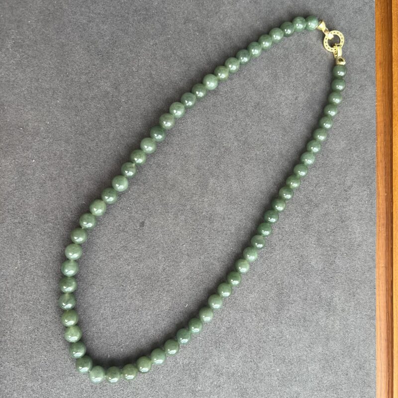 [8mm] Icy Green Jade Necklace Beads, NBG-7561 | Certified Grade A Jade